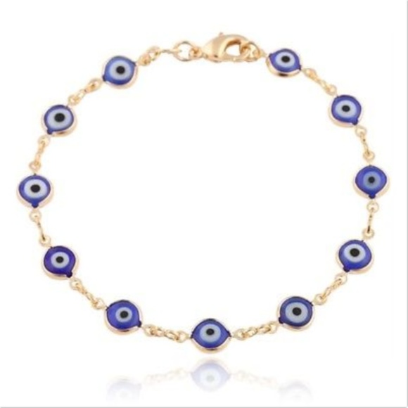 Unlisted Jewelry - 14k Gold Fill Evil Eye Bracelet Blue Glass Luck